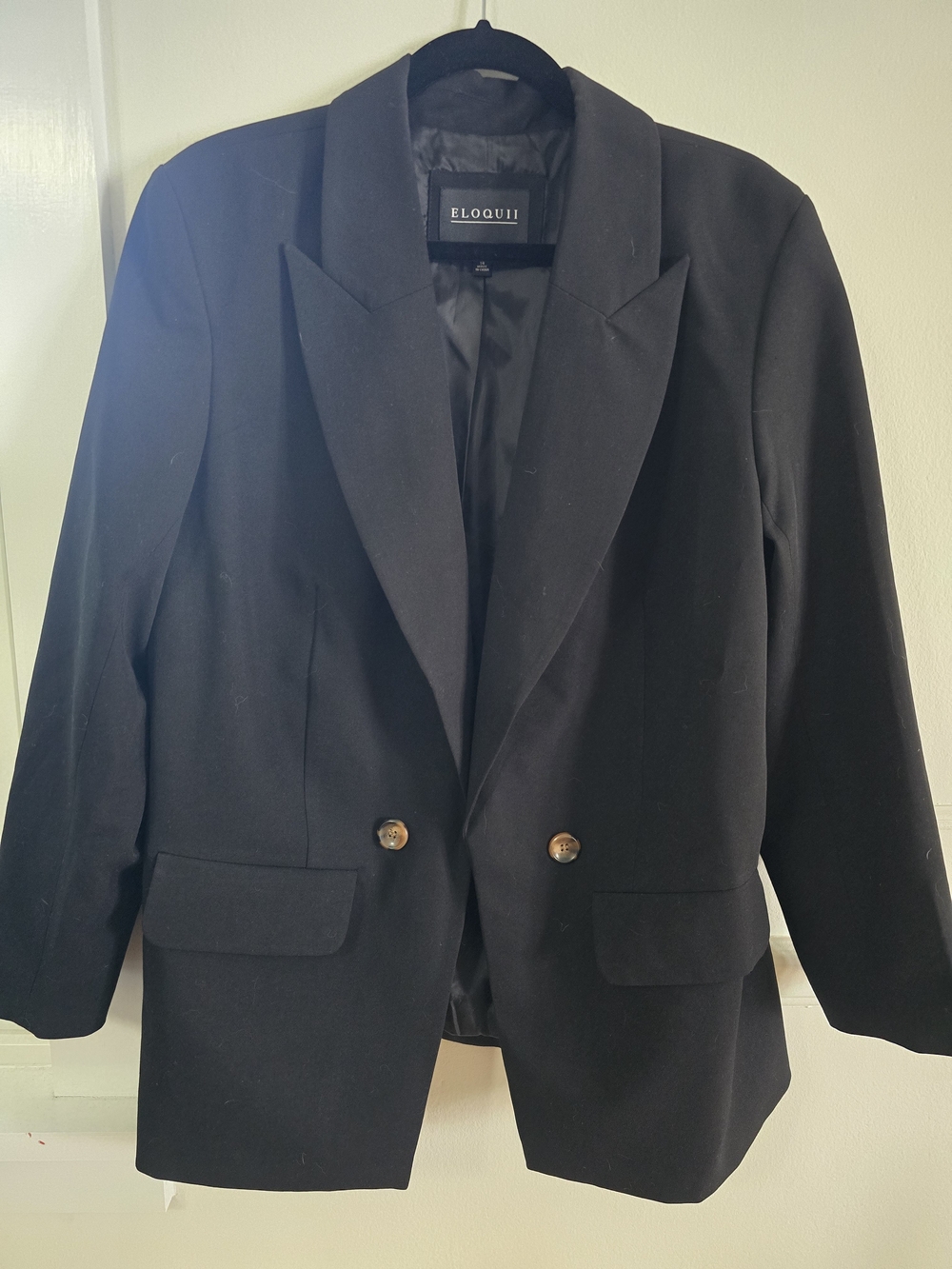 Eloquii Black Blazer with Faux Horn Buttons